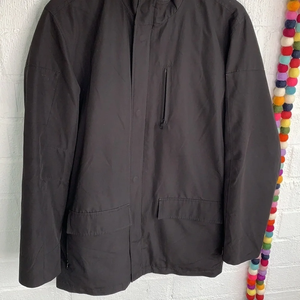 Alfani Zip Up Rain Shirt Black Jacket sz M